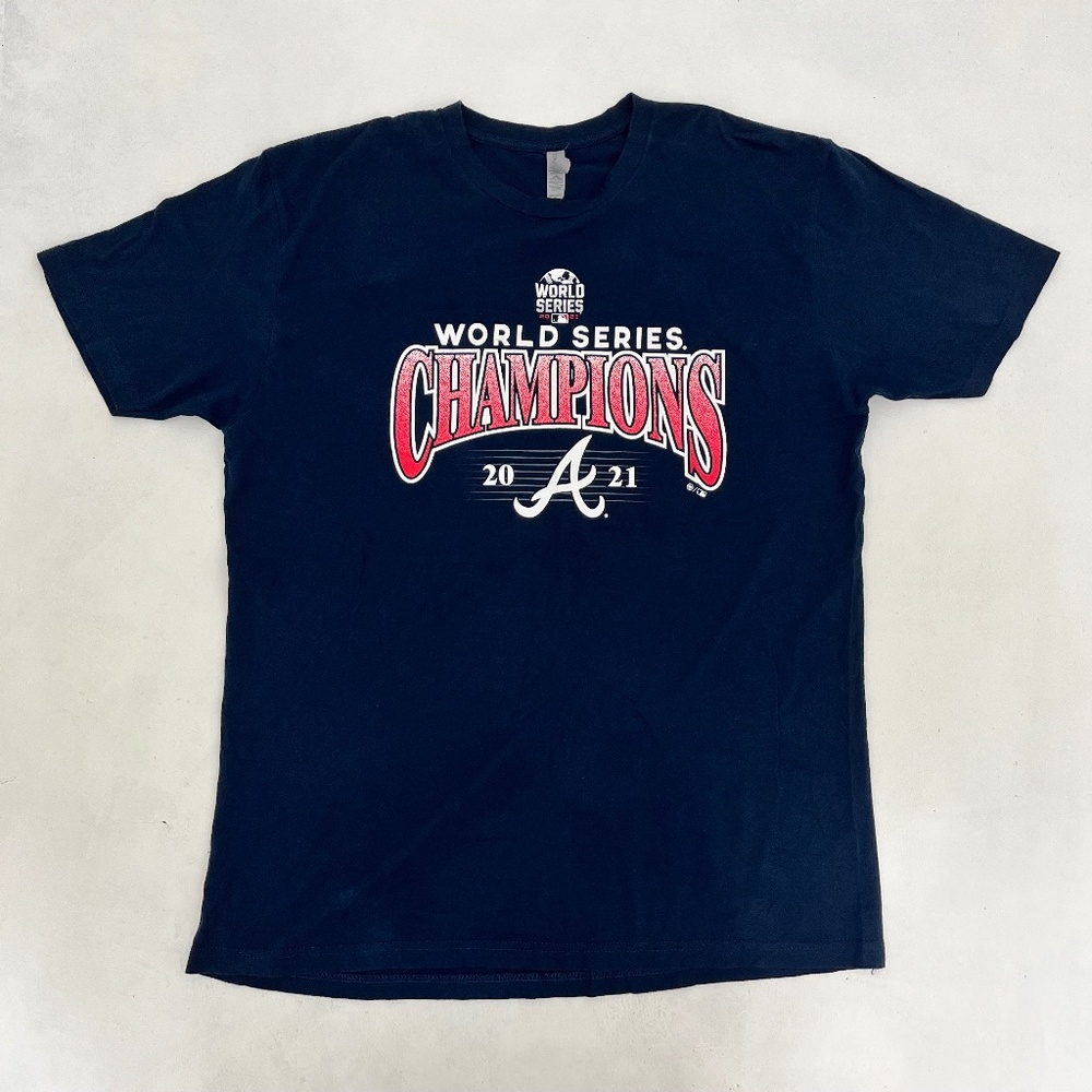 Atlanta Braves Mens T-Shirt XL‎ Blue 2021 World Series Champions Baseball